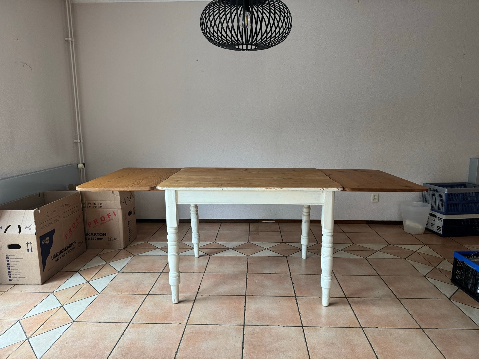 Oude grenen koopmanstafel - uitschuifbaar tot 180 cm, Huis en Inrichting, Tafels | Eettafels, Ophalen, Gebruikt, 100 tot 150 cm