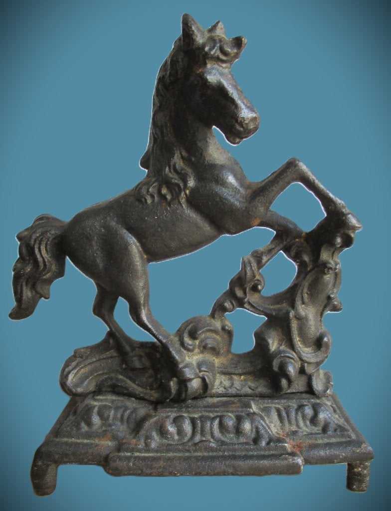 Paard~Steigerend Gietijzer Metalen Paard~Deurstopper beeld, Metaal, Ophalen of Verzenden, Zo goed als nieuw, Zwart