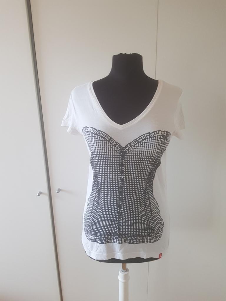 Wit EDC by Esprit T-shirt met korsetprint – maat L, Wit, Maat 42/44 (L), Ophalen of Verzenden, Korte mouw