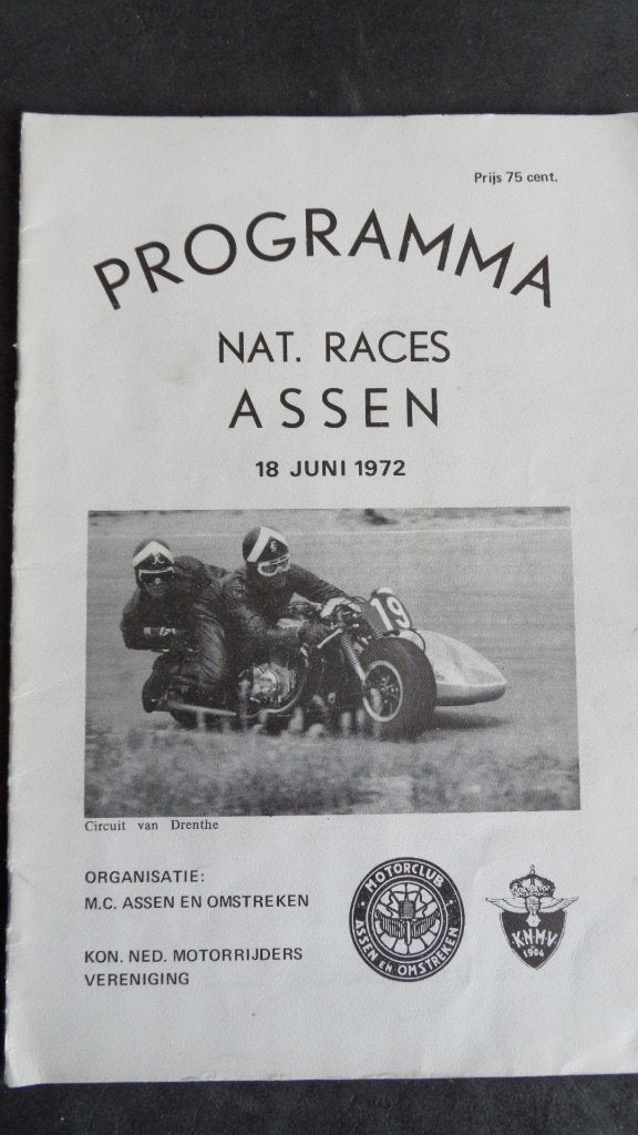 TT Assen Nationale motorwegraces 1972 programma, Verzamelen, Verzenden, Gebruikt, Auto's