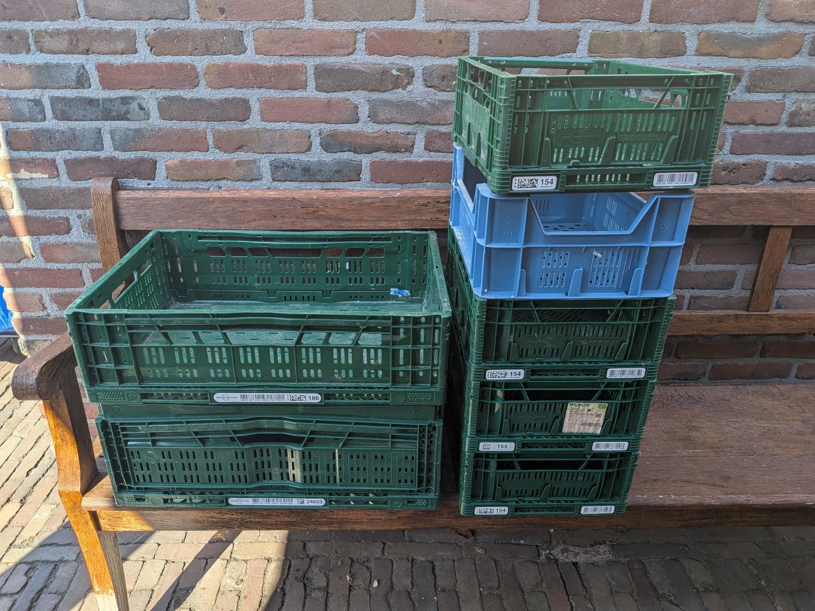 7 stapelbare en inklapbare kratjes, Doe-het-zelf en Verbouw, Kratten en Dozen, Ophalen, Opvouwbaar, 60 cm of meer, Minder dan 35 cm