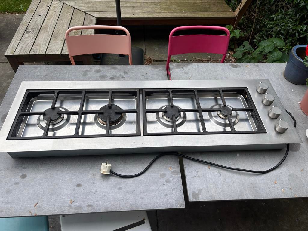 Solitaire gas kookplaat 4 pitten naast elkaar 117x37,5cm, Ophalen, Gebruikt, 4 kookzones, Inbouw