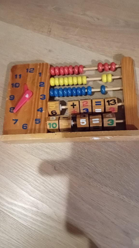 Houten oud telraampje + klokje, Ophalen of Verzenden, Gebruikt