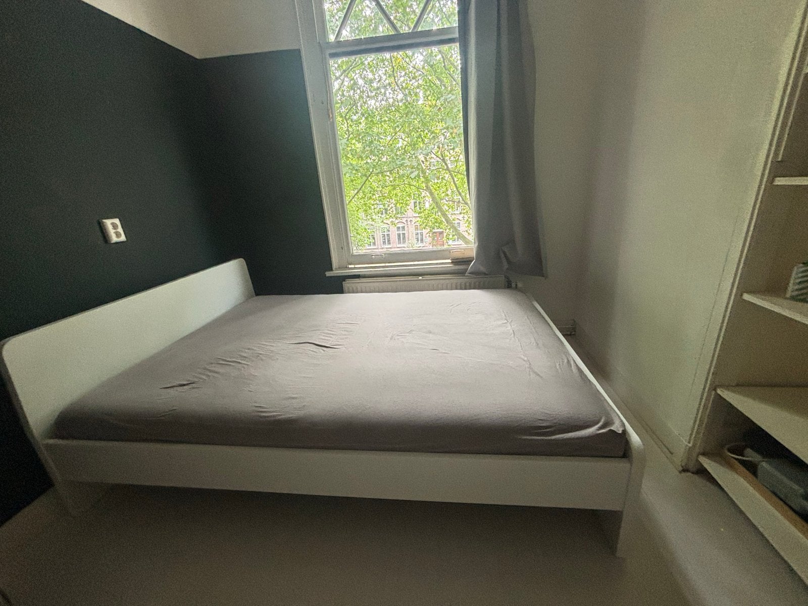 Tweepersoonsbed wit, zo goed als nieuw, Huis en Inrichting, Ophalen, Wit, Tweepersoons, 140 cm