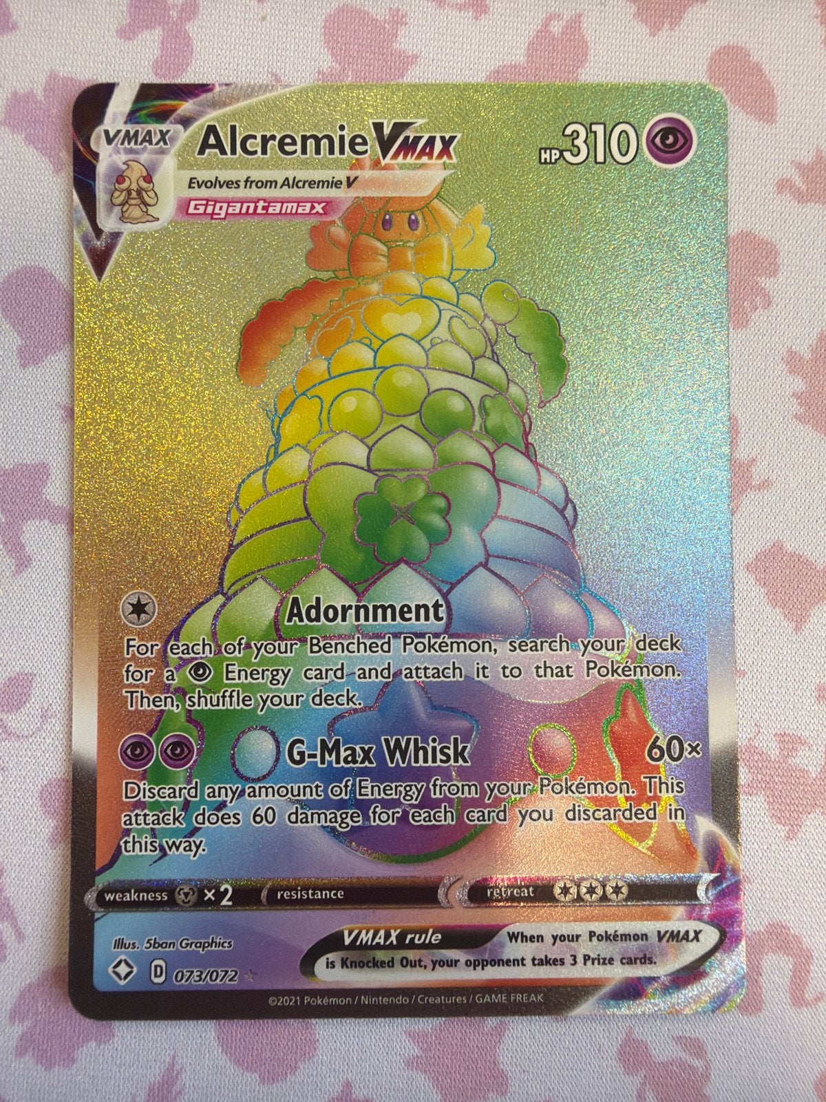 Pokémon Kaart Alcremie VMAX (073/072) - Rainbow Rare, Ophalen of Verzenden, Zo goed als nieuw, Losse kaart, Foil