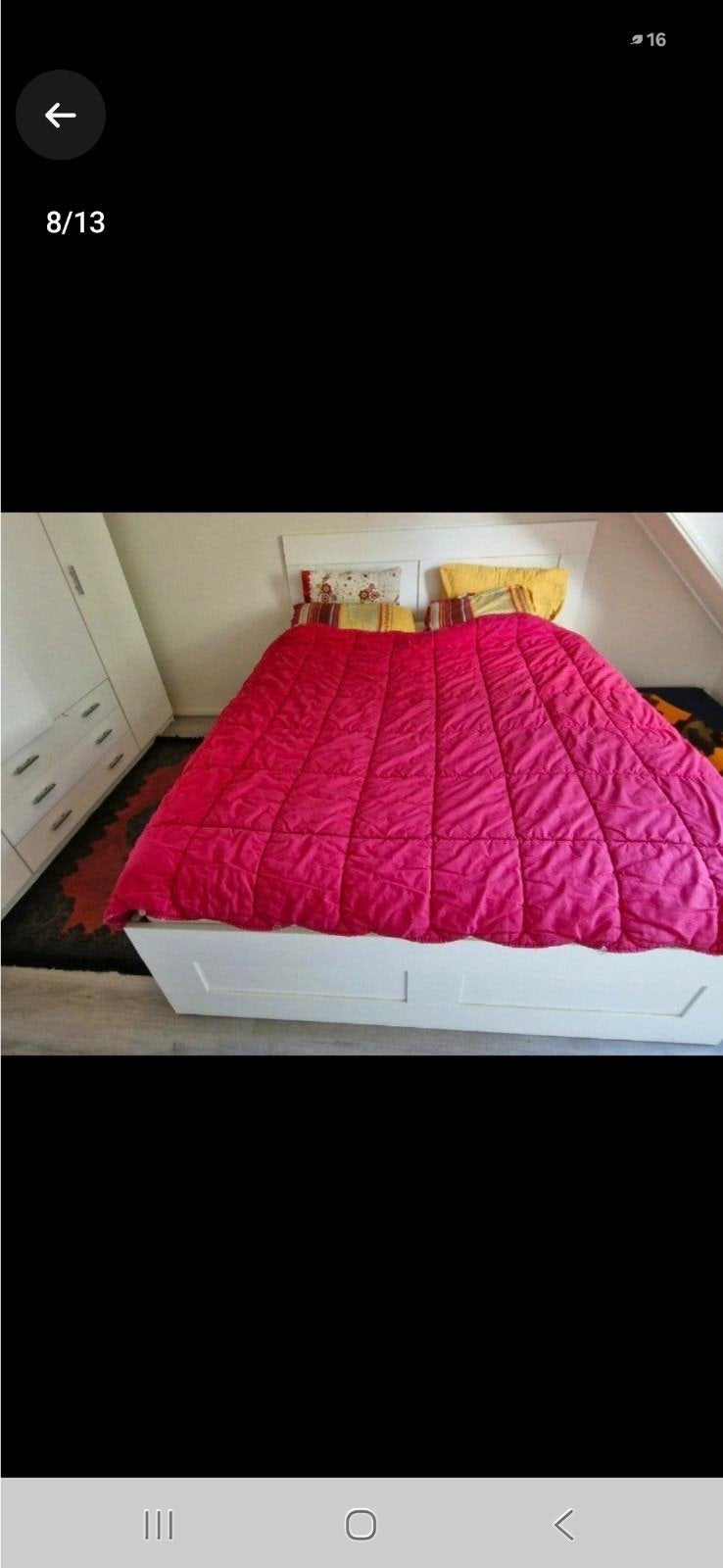 Tweepersoonsbed met opbergruimte Ikea, Gebruikt, Wit, Tweepersoons, Ophalen of Verzenden