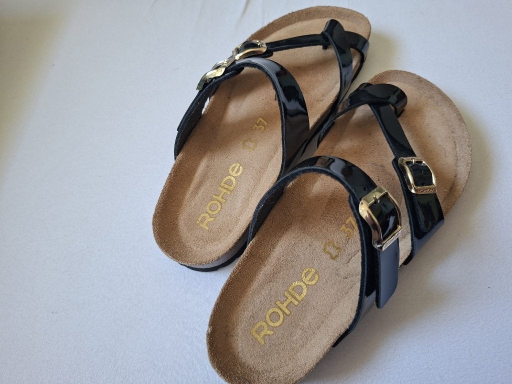 Rohde Slippers Zwart Lak Maat 37, Slippers, Zwart, Ophalen of Verzenden, Rohde