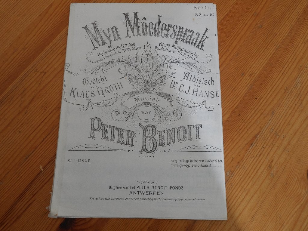 Mijn moederspraak - peter benoit, Piano, Gebruikt, Ophalen of Verzenden, Artiest of Componist