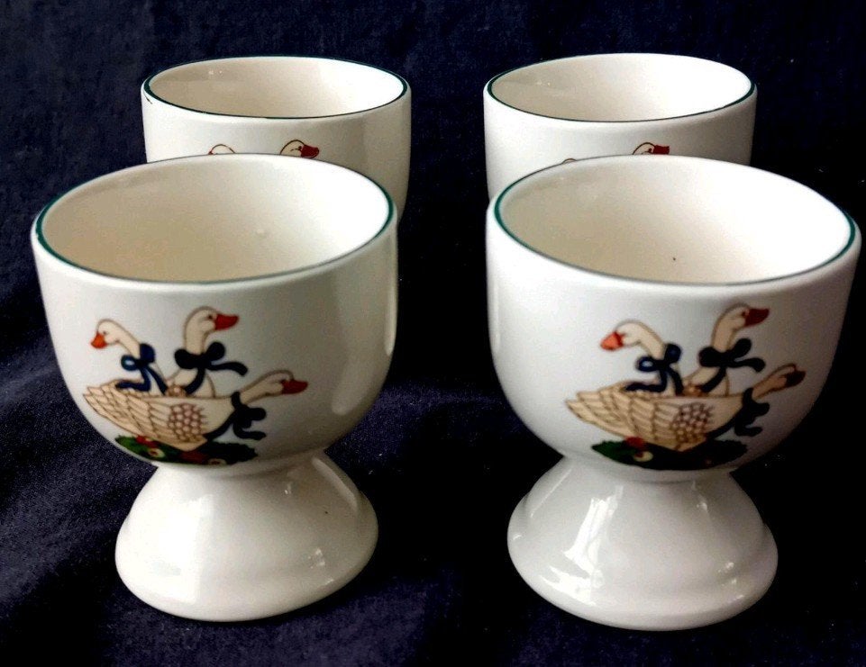 Vintage Ganzen eierdopjes | Set van 4, Antiek en Kunst, Ophalen of Verzenden