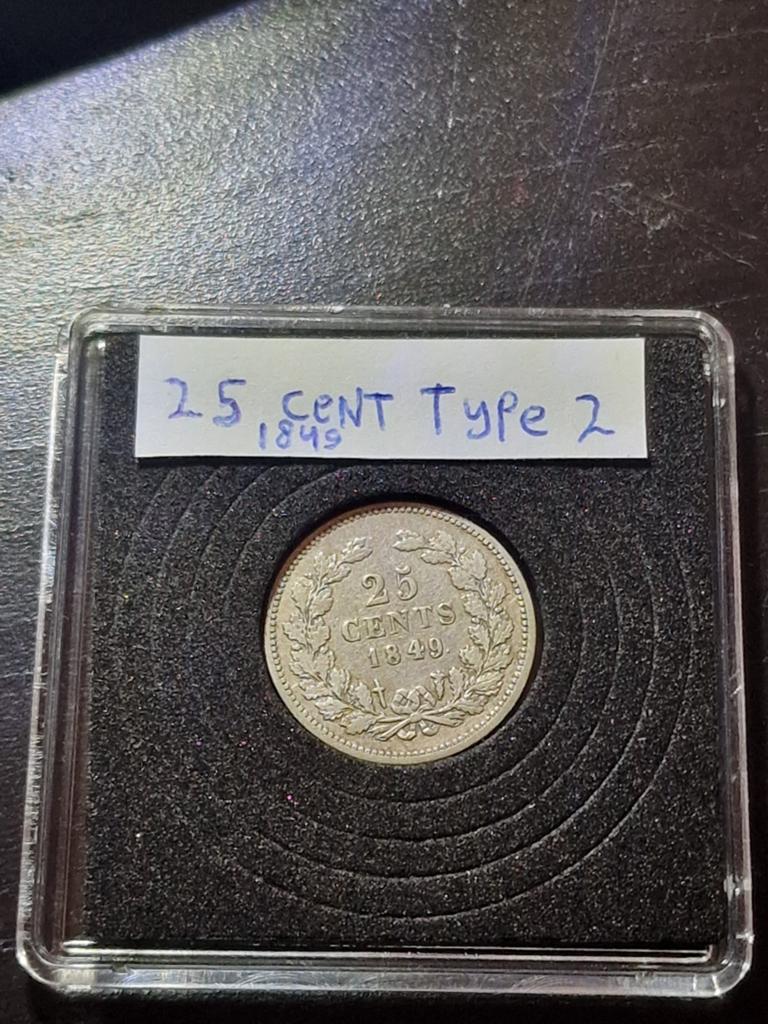 25 cent 1849 Willem 3, Postzegels en Munten, Munten | Nederland, Koning Willem III, Zilver, 25 cent, Ophalen of Verzenden