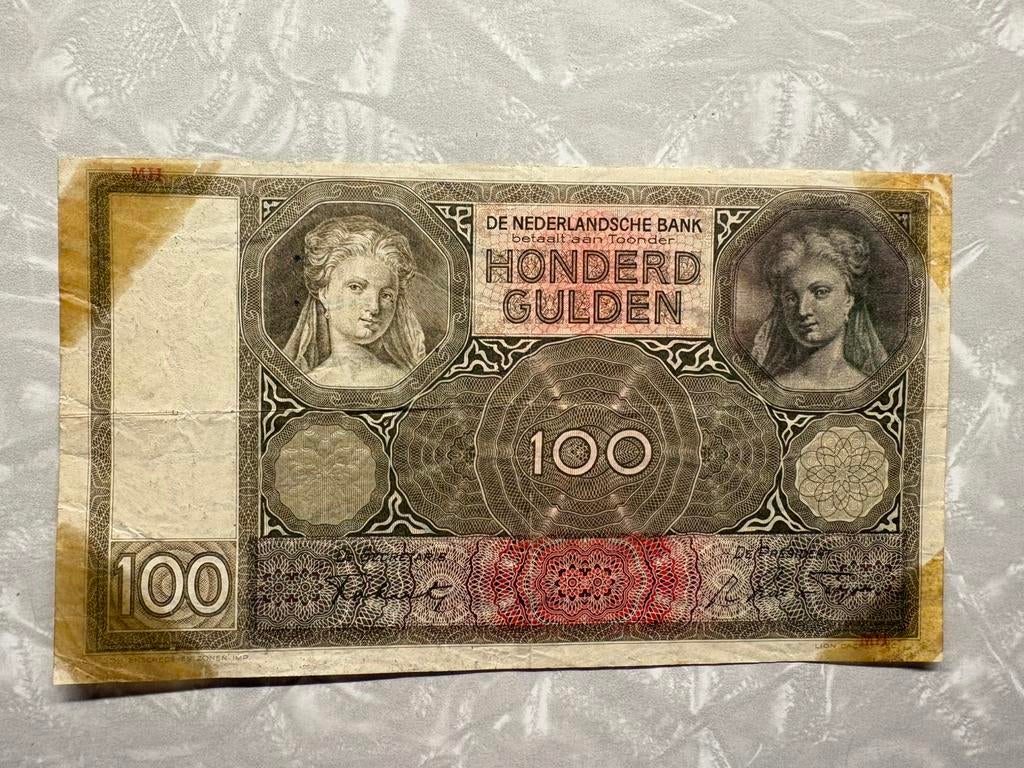 100 Gulden Bankbiljet – Amsterdam Oktober 1942 (WOII), Ophalen of Verzenden, Nederland, Bankbiljetten