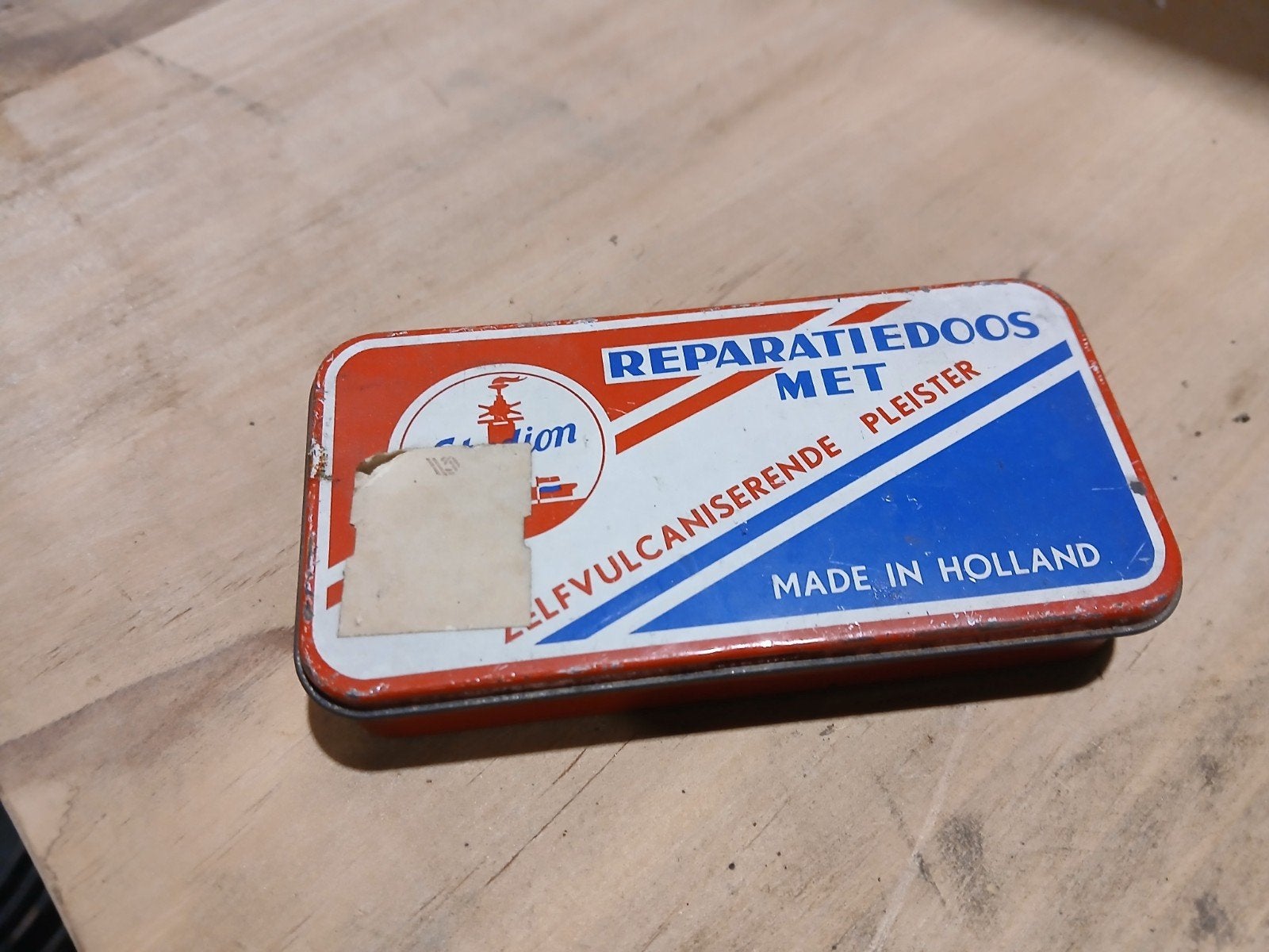 Vintage Retro galvaniseeraparaat Bandenplak Doosje Blikje j, Gebruikt, Onbekend, Onbekend, Ophalen of Verzenden