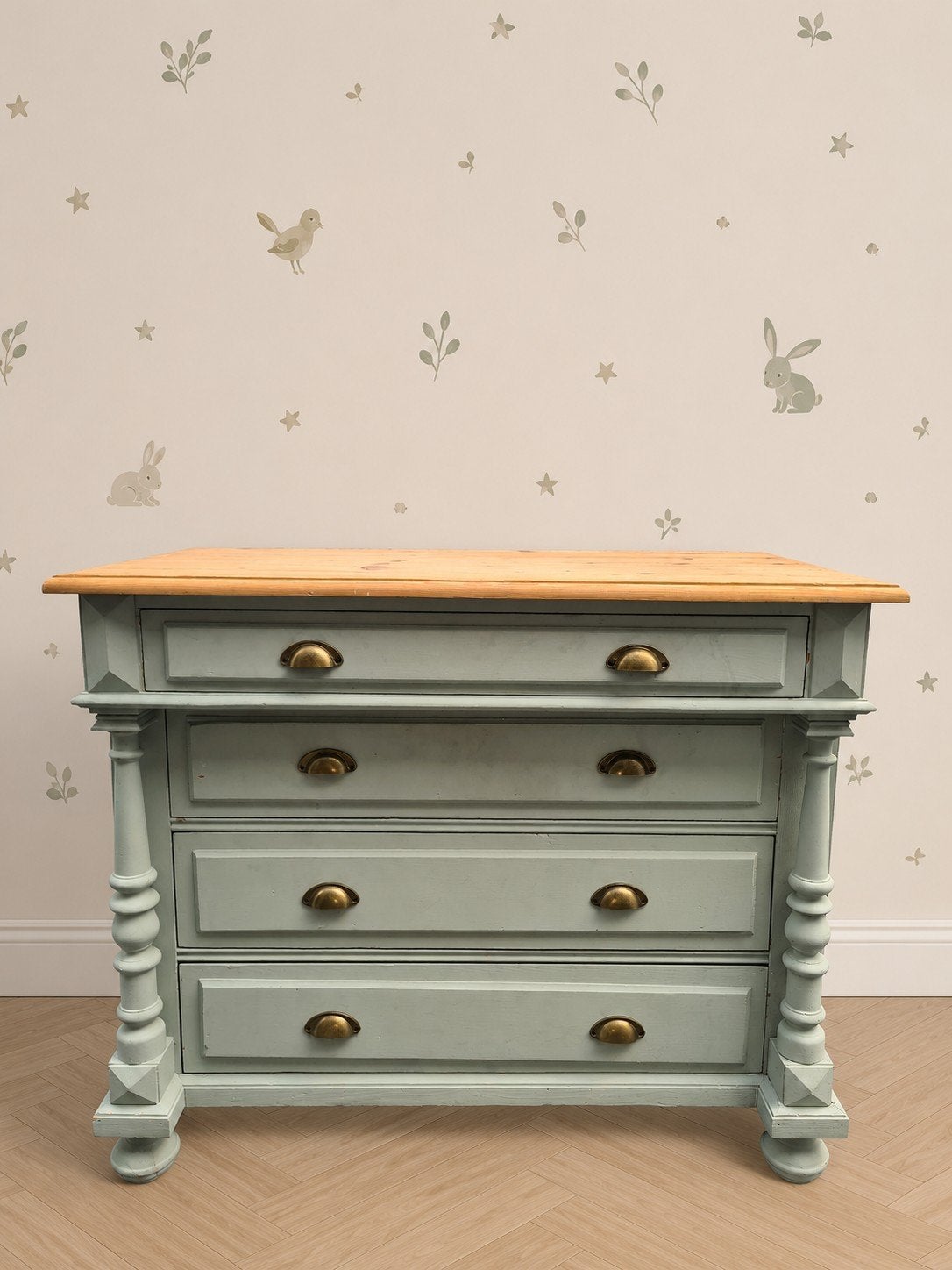 Leuke vintage commode / ladenkast. Antiek brocant kastje, Gebruikt, 50 tot 70 cm, 100 cm of meer, Commode