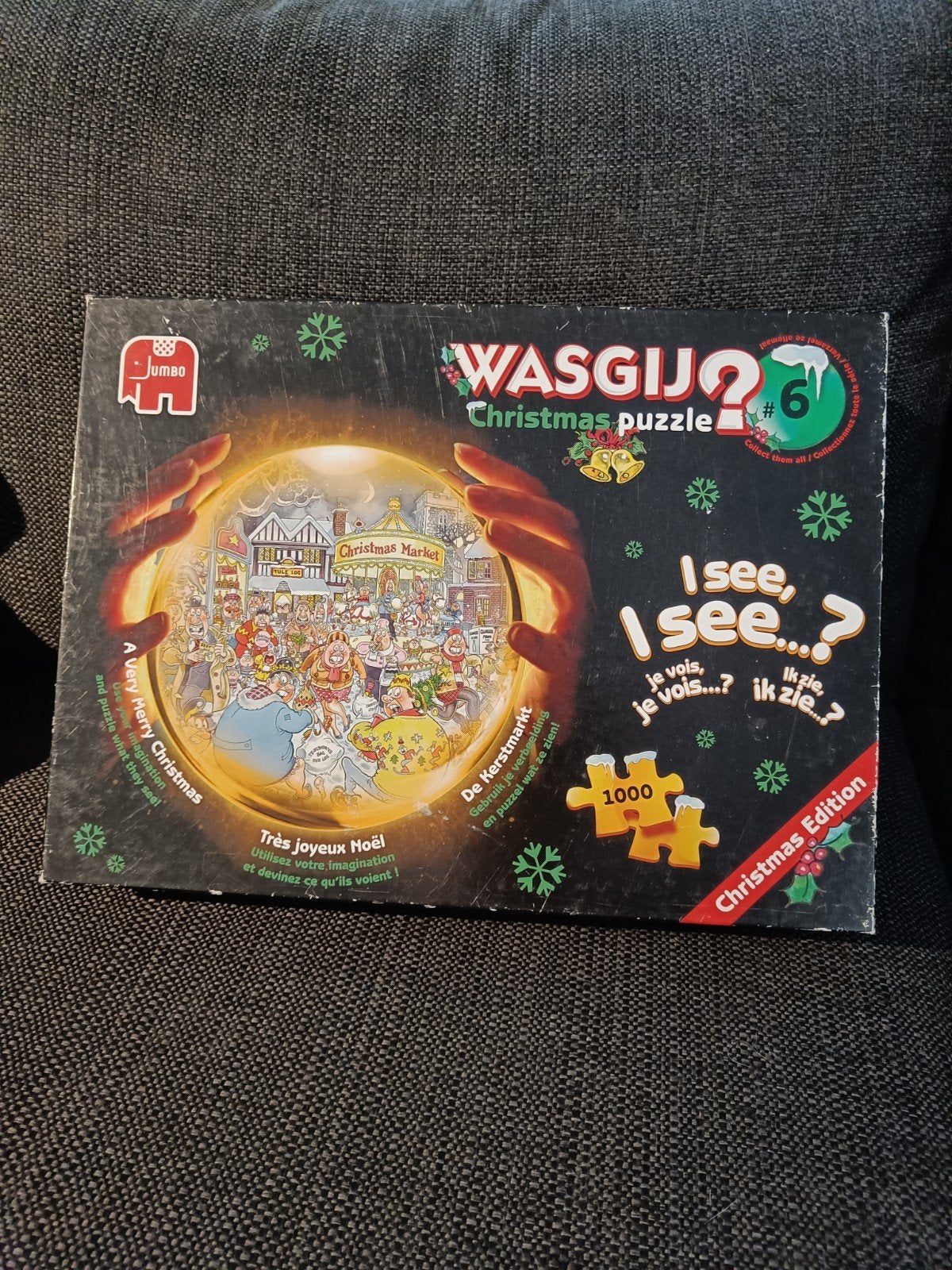 Wasgij Christmas Puzzle #6: De Kerstmarkt (1000 stukjes), Hobby en Vrije tijd, Ophalen of Verzenden, 500 t/m 1500 stukjes, Gebruikt