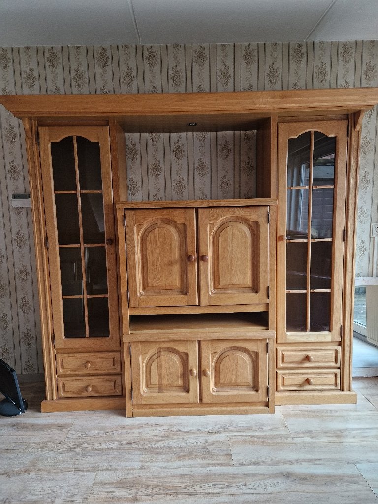 vitrinekast, Huis en Inrichting, Ophalen, Gebruikt, Met lade(s), 200 cm of meer