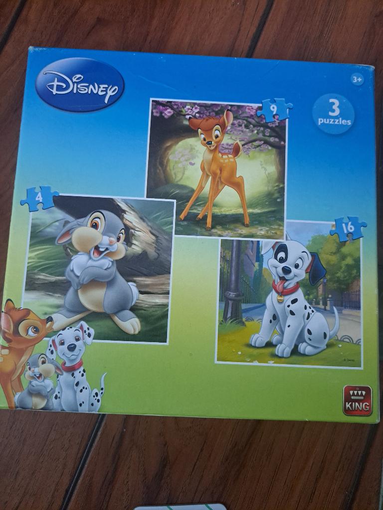 Waltdisney 3 dieren puzzel, Ophalen, Minder dan 10 stukjes, Zo goed als nieuw, 2 tot 4 jaar