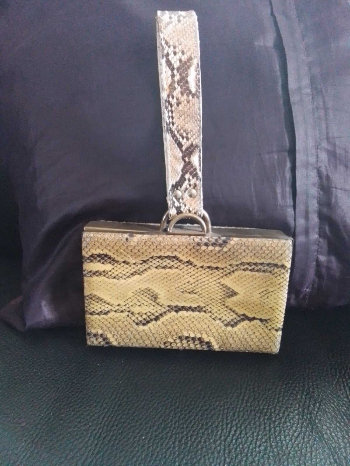Vintage python leren Avondtasje - Zo goed als nieuw, Ophalen of Verzenden, Zo goed als nieuw, Beige, Avondtasje