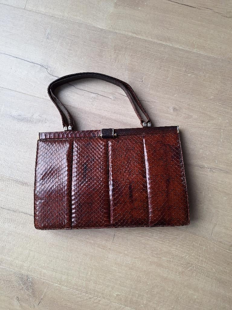 vintage handtas, Sieraden, Tassen en Uiterlijk, Tassen | Damestassen, Ophalen of Verzenden, Gebruikt, Bruin, Handtas