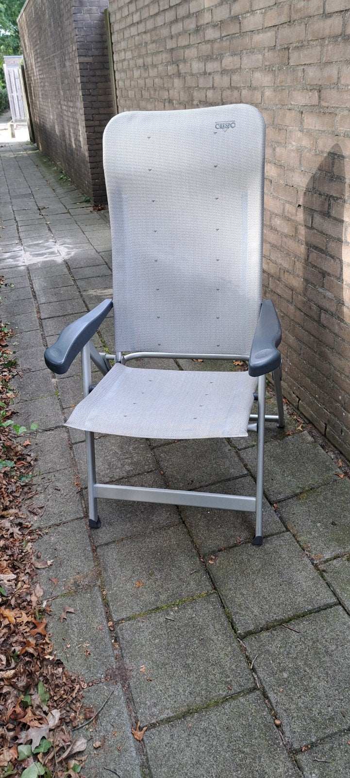2 crespo grijze kampeerstoelen met 2 stoere kussens!, Ophalen, Campingstoel