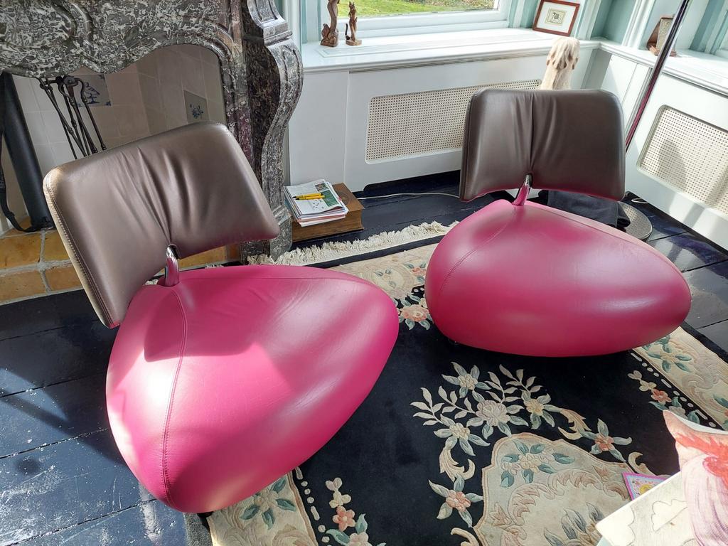 Leolux Pallone fauteuils (2), Ophalen, Gebruikt, 75 tot 100 cm, Leer