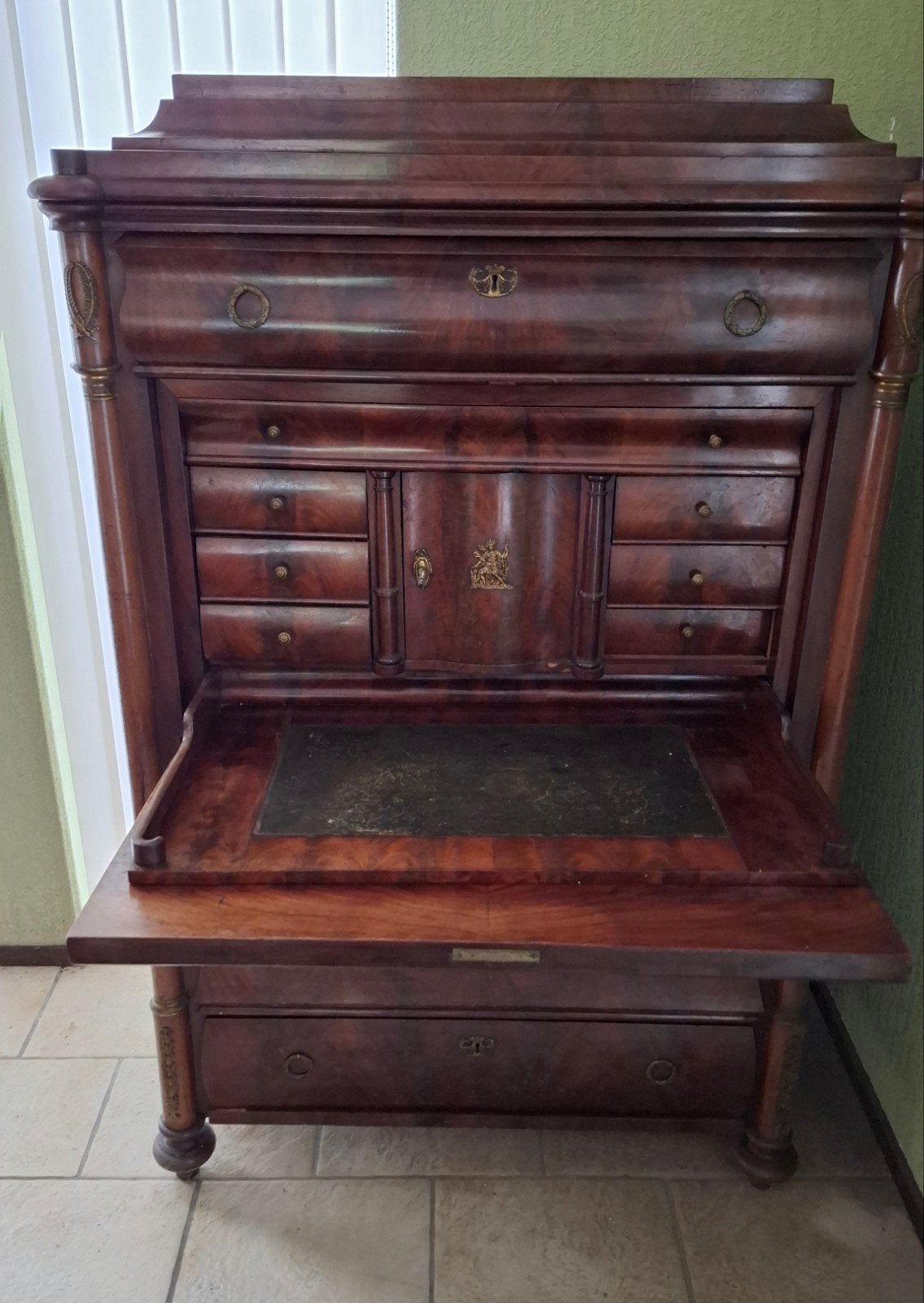 Antiek secretaire bureau breedte 92 cm Hoogte 155 cm., Antiek en Kunst, Ophalen
