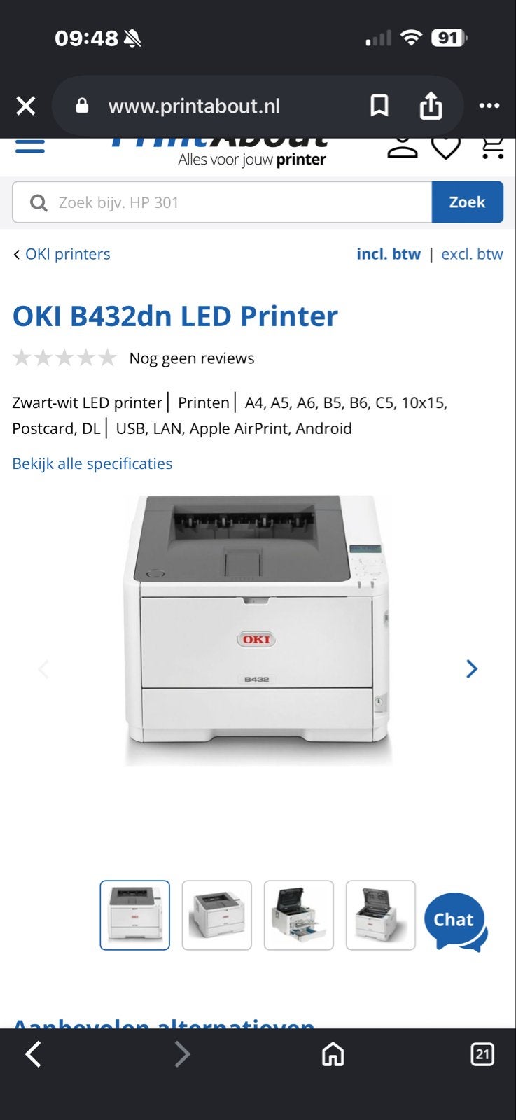 OKI B432dn Zwart-wit Laserprinter (Netwerk & Duplex) - Nieuw, Computers en Software, Printers, Nieuw, Printer, LED-printer, Zwart-en-wit printen