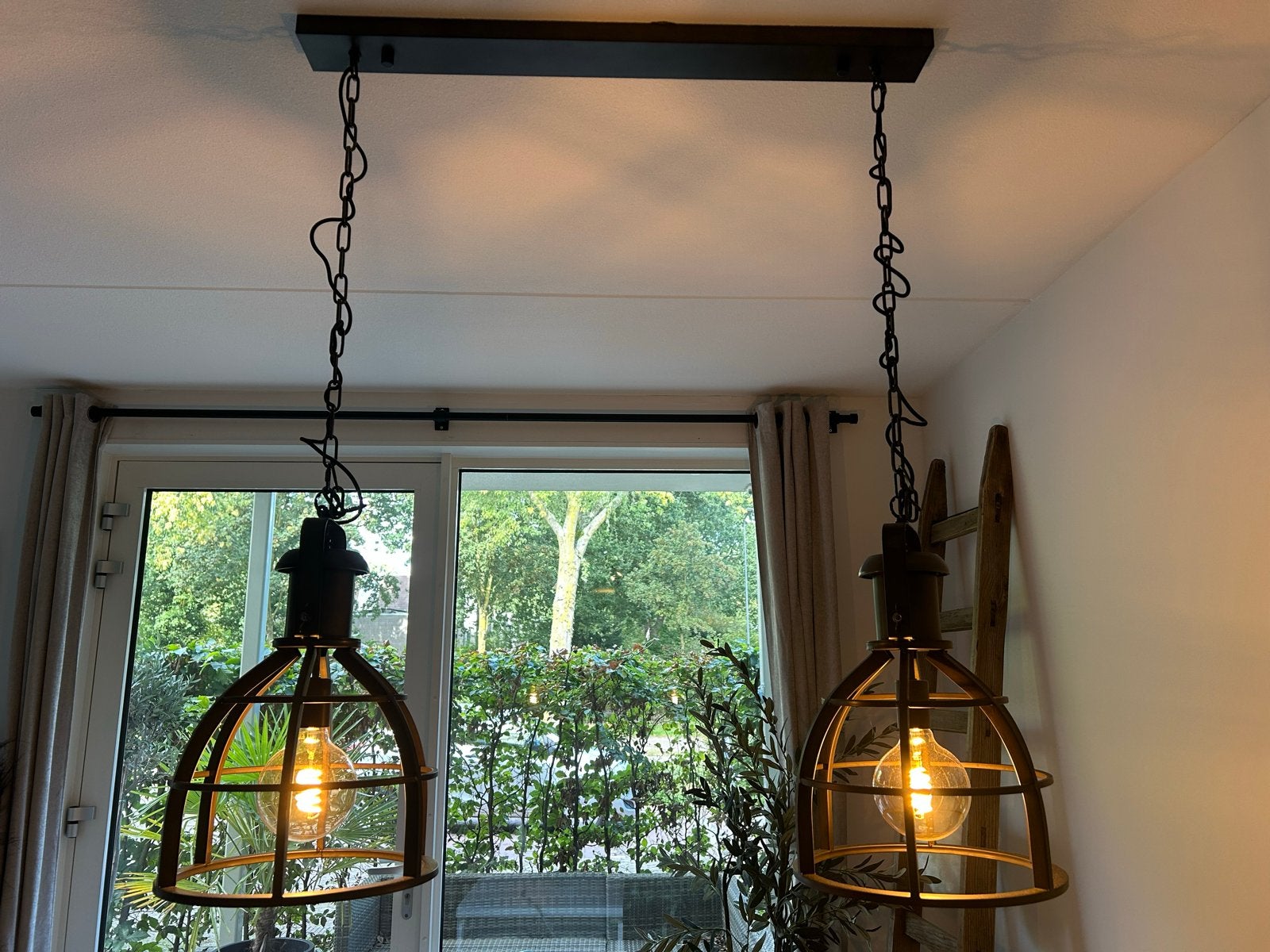 Eetkamerlamp met glazen bollen, Ophalen, Zo goed als nieuw, Glas