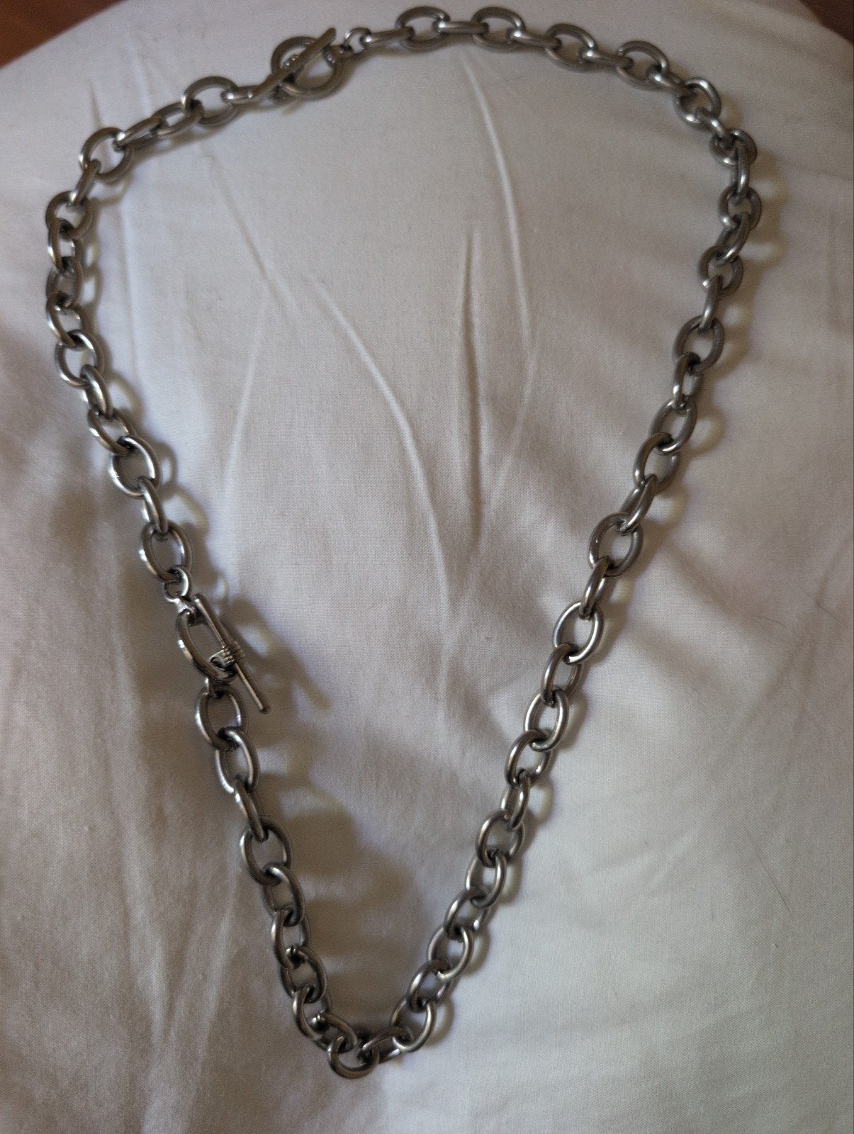 Grote schakel ketting - Zilverkleurig sieraad, Ophalen of Verzenden, Gebruikt, Zilver, Overige materialen