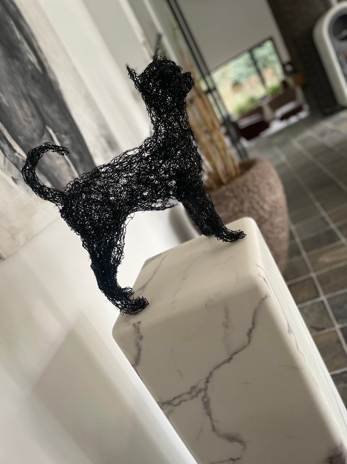 Sculptuur draadwerk van chihuahua- hond. 45 cm handgemaakt, Ophalen, Handgemaakt, Zoogdier, Beeld