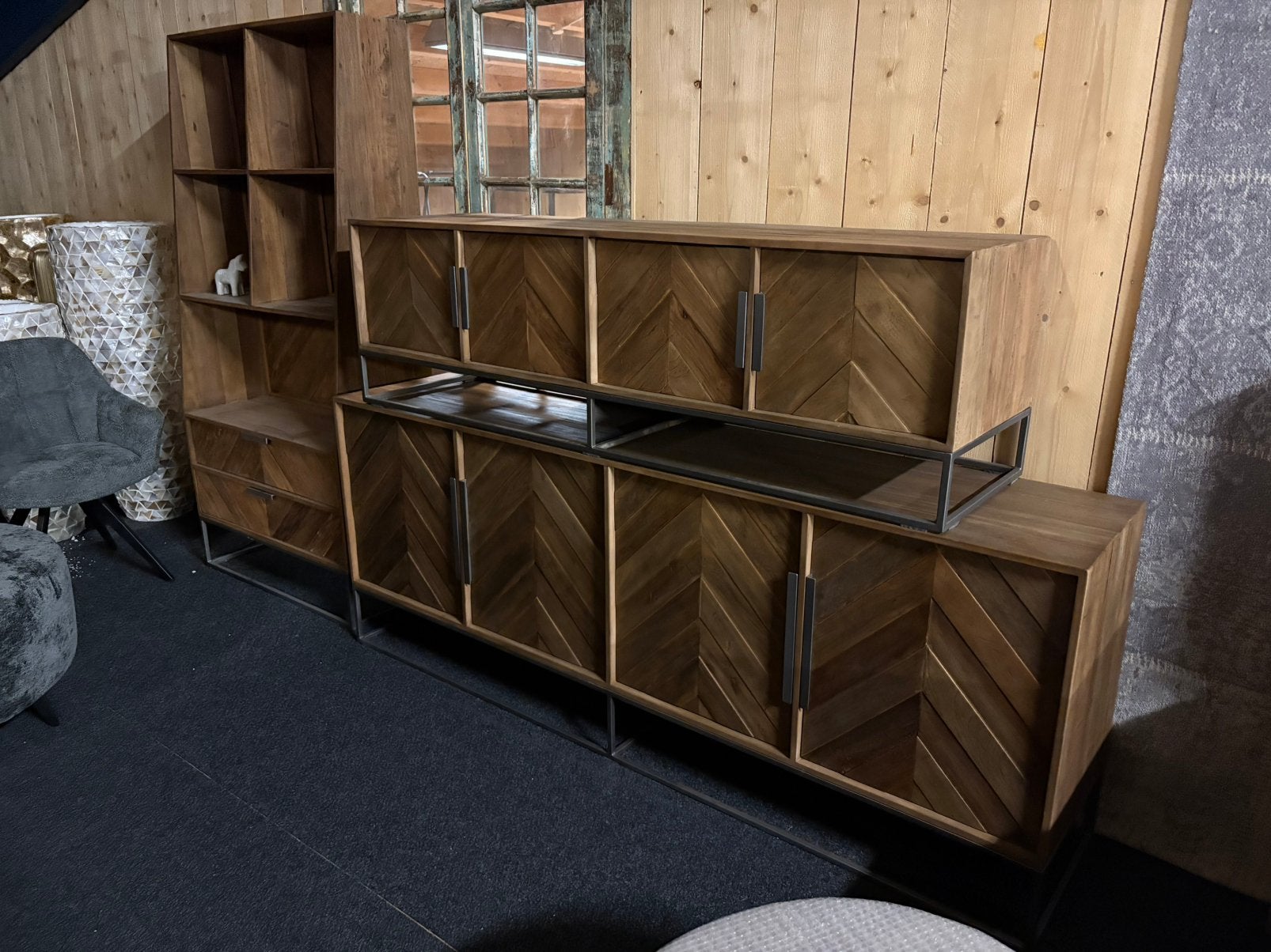 Complete eetkamer, woonkamer teak direct leverbaar, Slim meubelen, Lindberghstraat 29, Nieuw, Ophalen of Verzenden