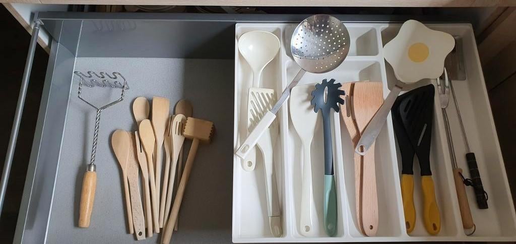 Diverse groot bestek kunststof plastic ijzer voor camping of, Ophalen of Verzenden, Kunststof