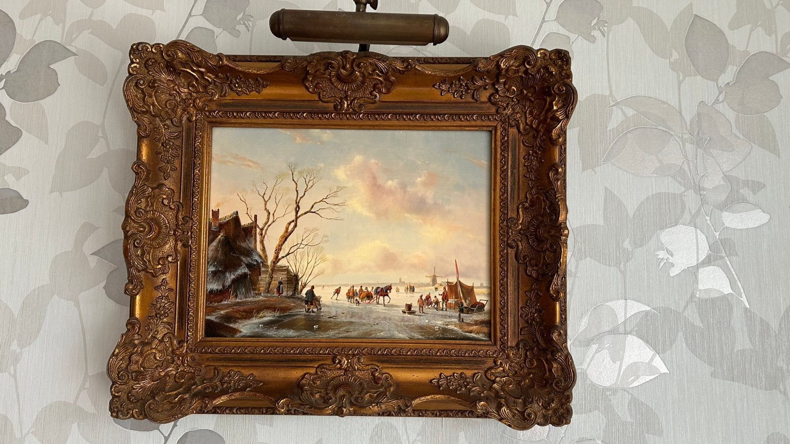 Prachtig Winters Ijsgezicht – Arie Herkelman (Olieverf), Ophalen, Doek, Oud hollands, Olieverf