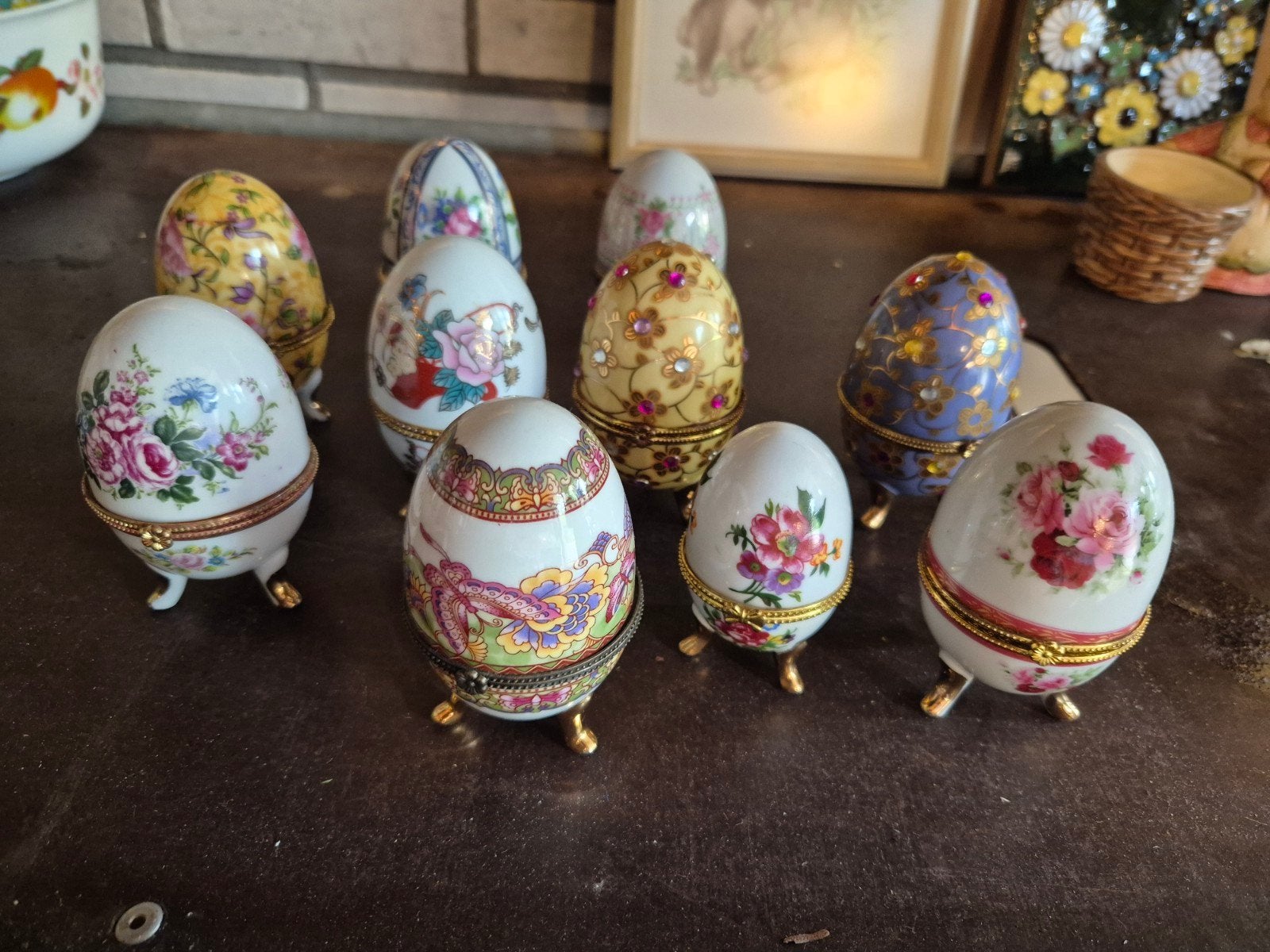 10 Limoges-stijl decoratieve eieren, Ophalen of Verzenden, Zo goed als nieuw