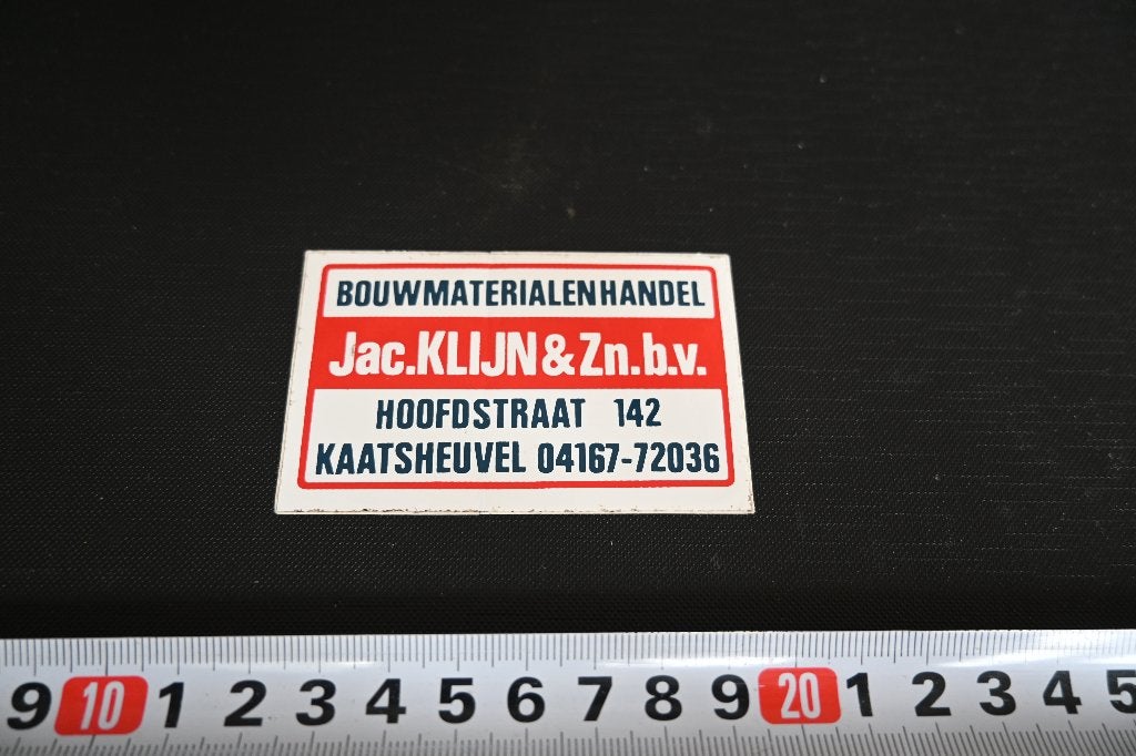 sticker Kaatsheuvel Jac. KLIJN & Zn. bv Bouwmaterialen Hoofd, Verzamelen, Ophalen, Zo goed als nieuw