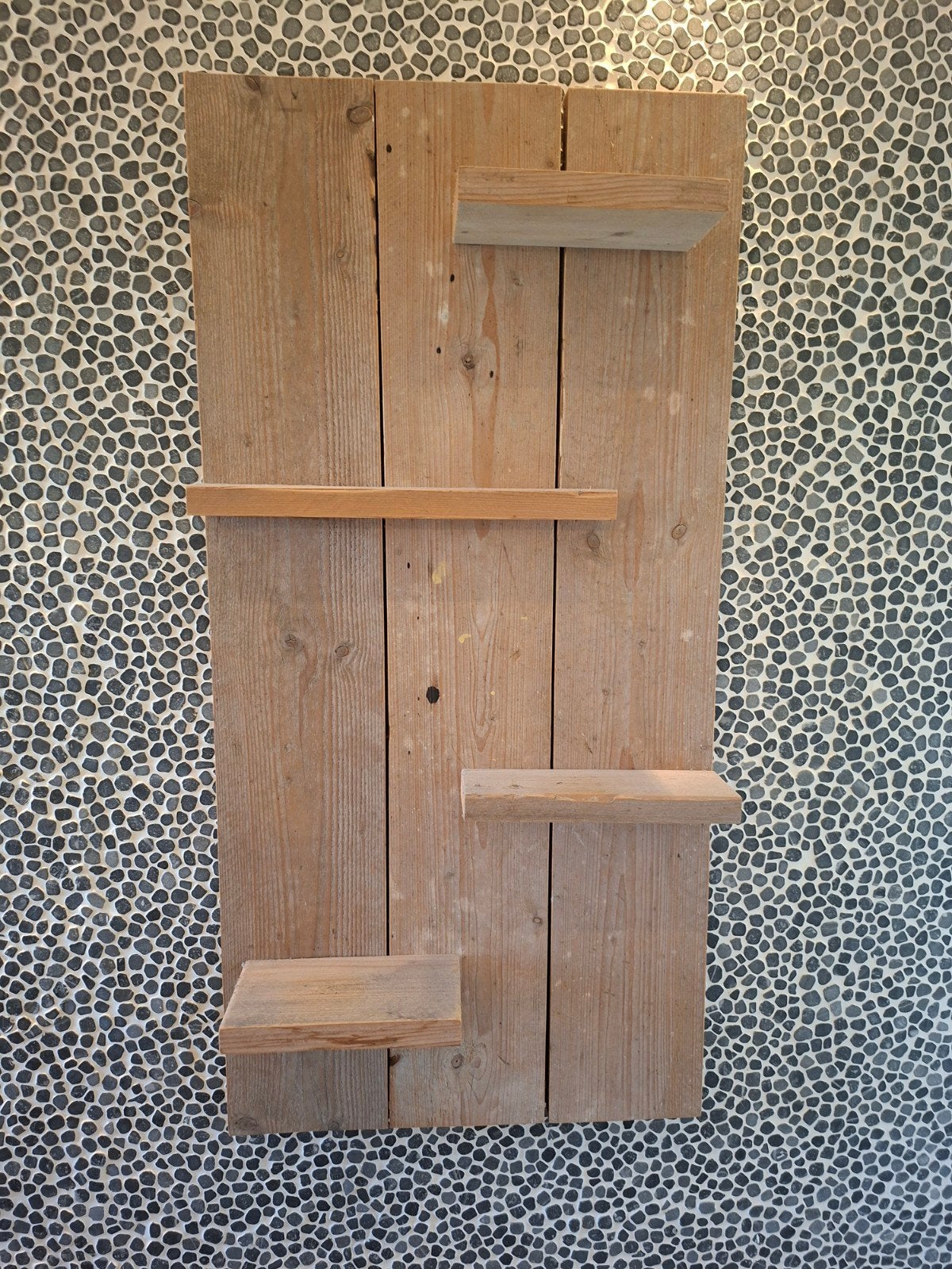 Wandbord met 4 plankjes van steigerhout 120x59 cm, Ophalen, Gebruikt