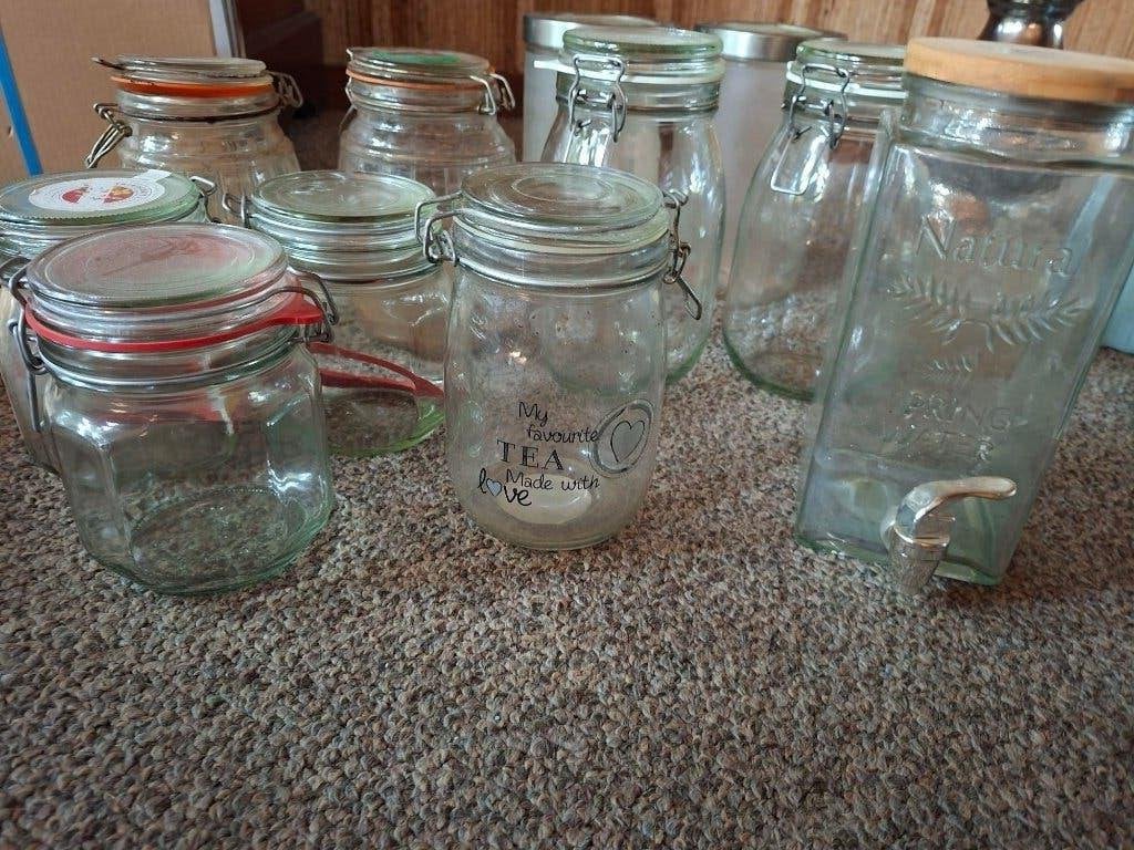 bloempot en/of decoratie potten, Ophalen, Gebruikt, Transparant, Glas