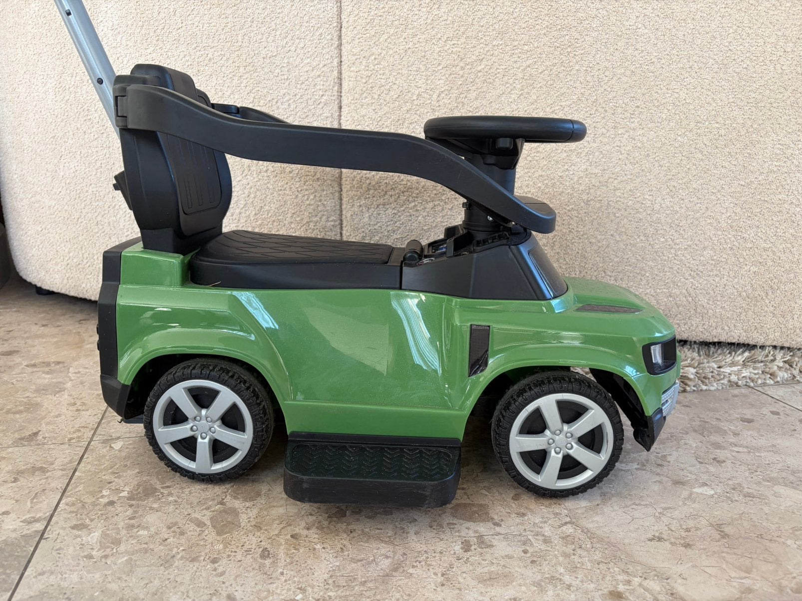 Land Rover Defender duwauto loopauto groen, Ophalen of Verzenden, Gebruikt, Duwvoertuig