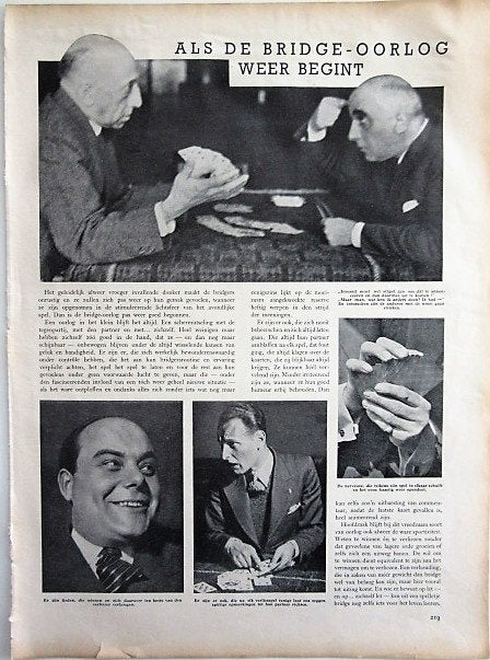 Als de bridge-oorlog weer begint - artikel 1935 bridge kaart, Ophalen of Verzenden, 1920 tot 1940, Knipsel(s)