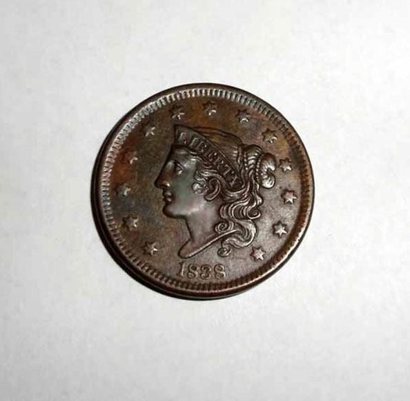 Munt 1 Cent 1838 Amerika USA Coronet Cent, Ophalen of Verzenden, Noord-Amerika, Losse munt