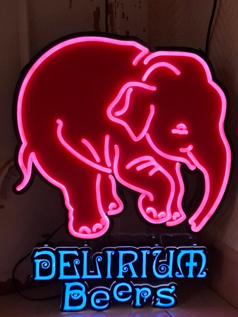 Prachtige lichtreclame Delirium bier, Ophalen of Verzenden, Lichtbak of (neon) lamp