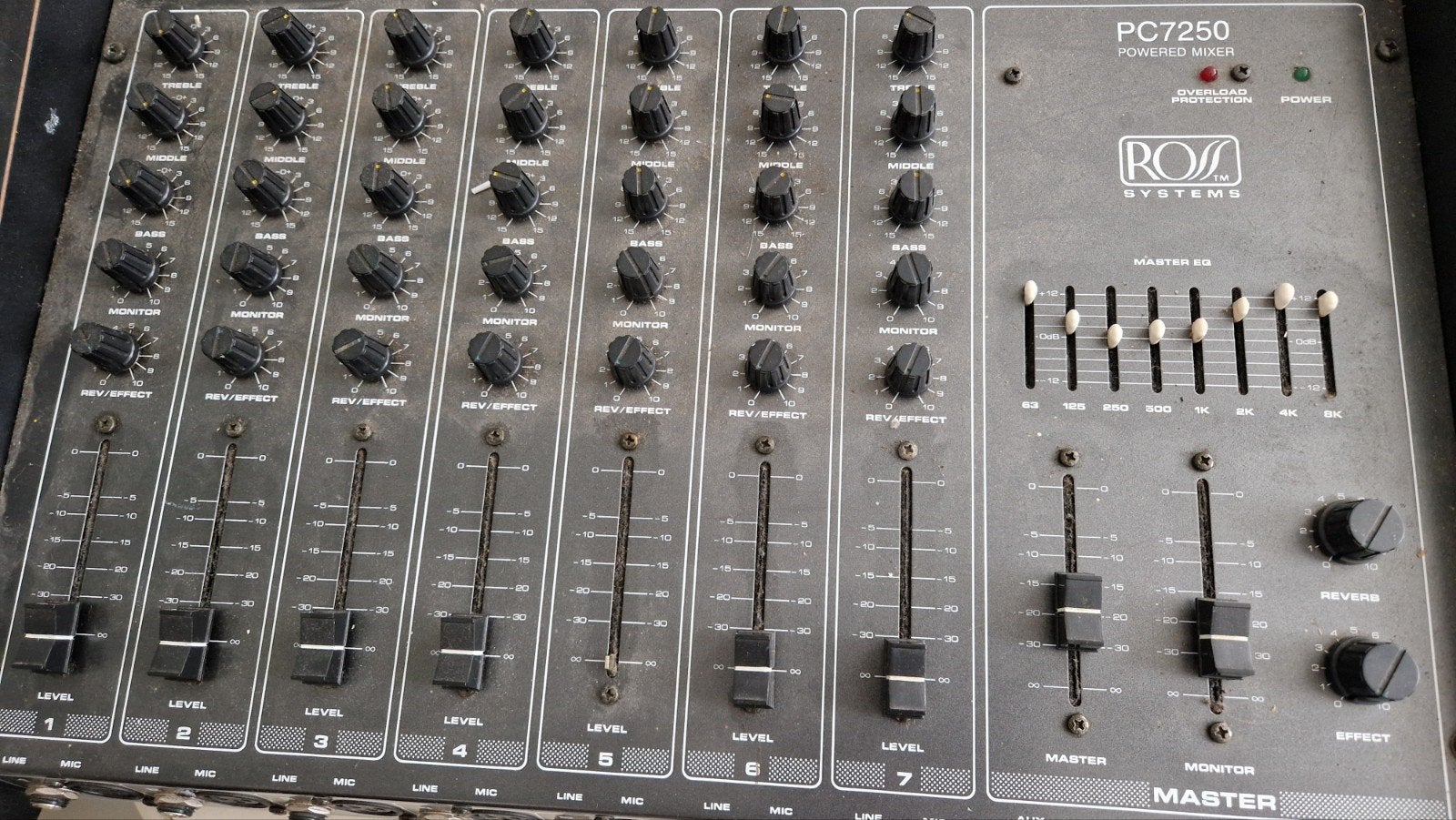Ross Systems PC7250 Powermixer met LEM luidsprekers, Ophalen, Gebruikt, 5 tot 10 kanalen, Microfooningang