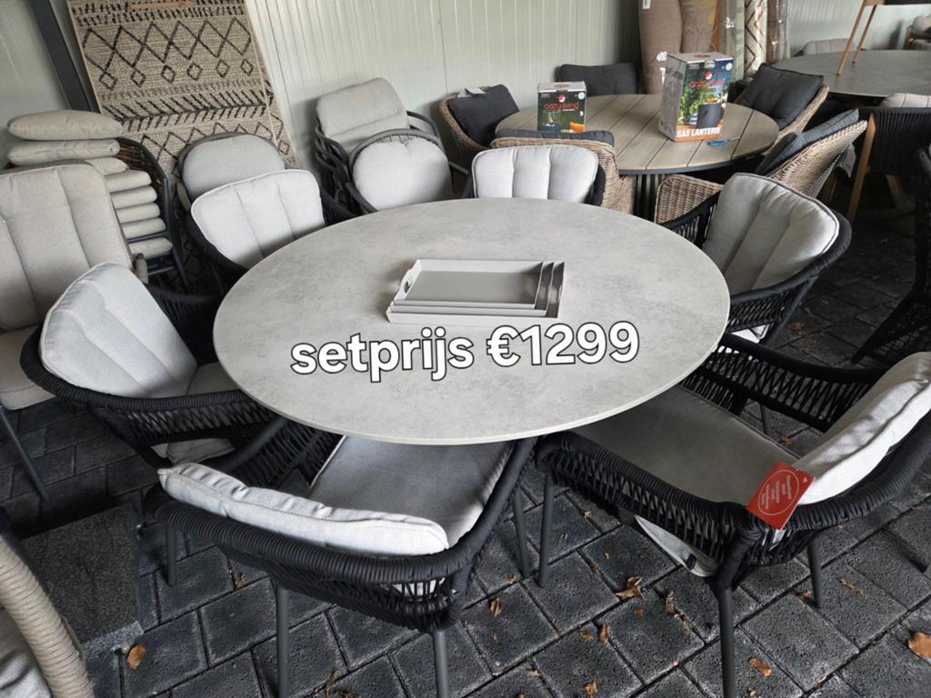 GARDEN IMPRESSIONS TUINSET TAFEL MET 6 STAPELBARE STOELEN, Ophalen, Nieuw