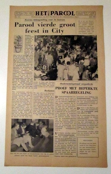 Wim Bijmoer in Het Smalle Parool - mei 1960., Verzenden, Zo goed als nieuw, Muziek, Film of Tv