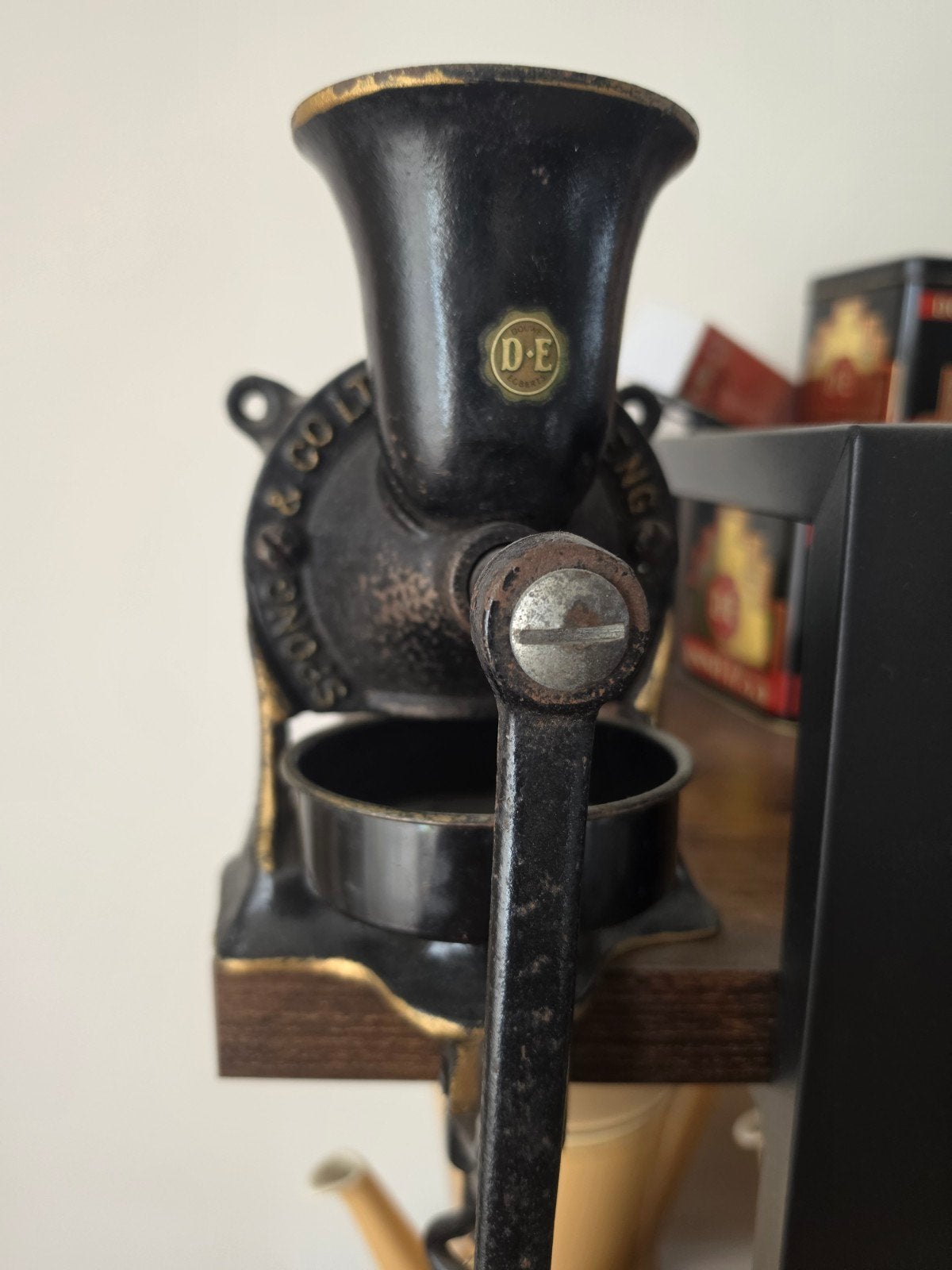 Antieke Douwe Egberts / Spong & Co. Ltd. Koffiemolen - Wandm, Ophalen of Verzenden