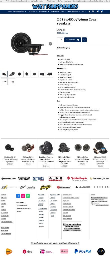 DLS 610RC3 3"/76mm Coax speakers, Auto diversen, Autospeakers, Info@optimount.nl, Nieuw, Ophalen of Verzenden, Anholtseweg 48A 7091 HB DINXPERLO