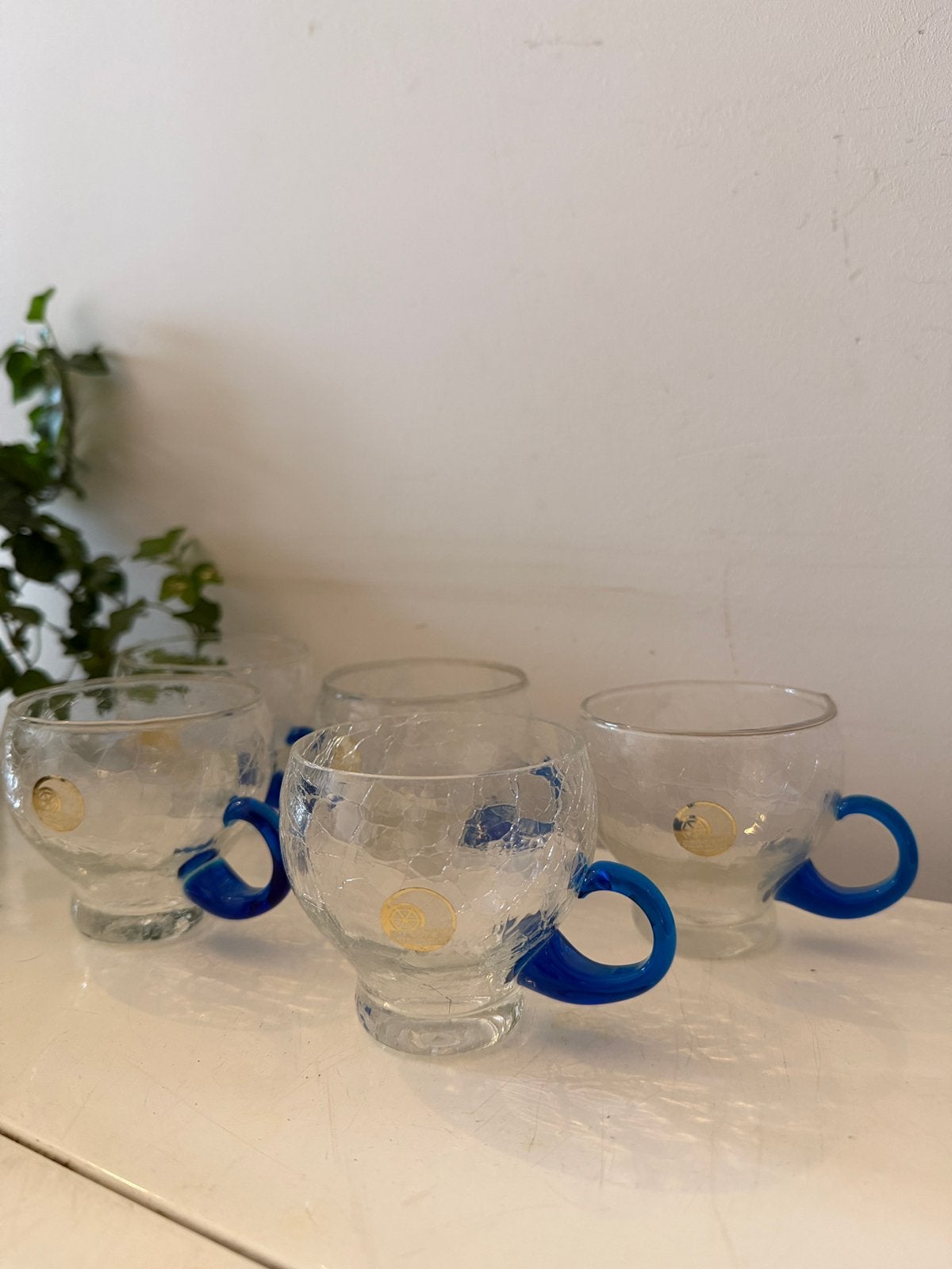 Craquelé glazen kopjes vintage, Antiek en Kunst, Ophalen of Verzenden