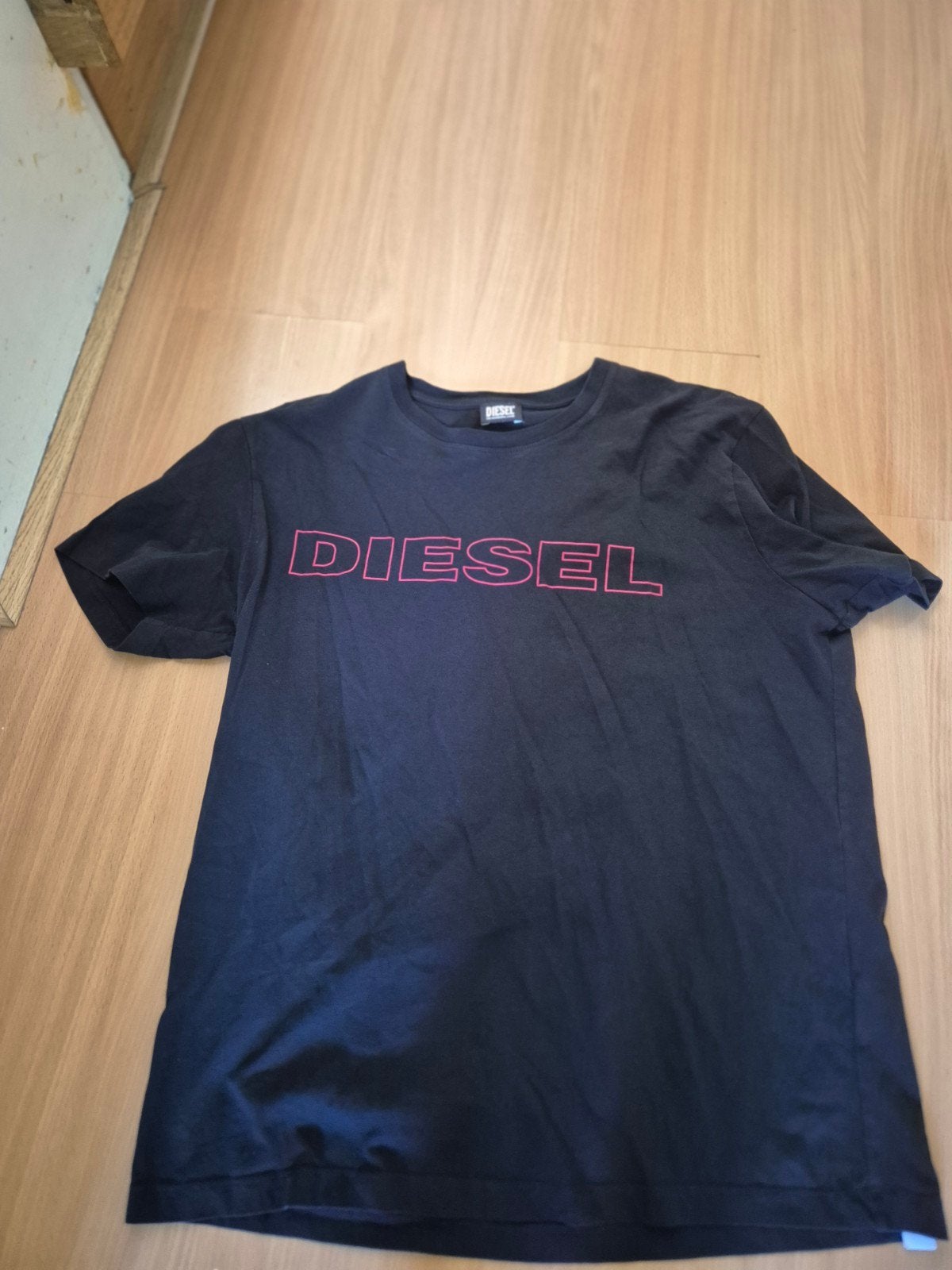 Diesel T-shirt Zwart met Roze Logo - Maat XL, Diesel, Zwart, Maat 56/58 (XL), Ophalen of Verzenden