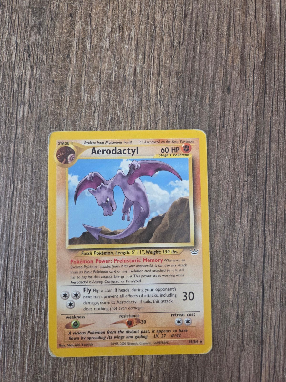 Aerodactyl Pokémon Kaart - Oude Generatie, Ophalen of Verzenden, Gebruikt, Losse kaart