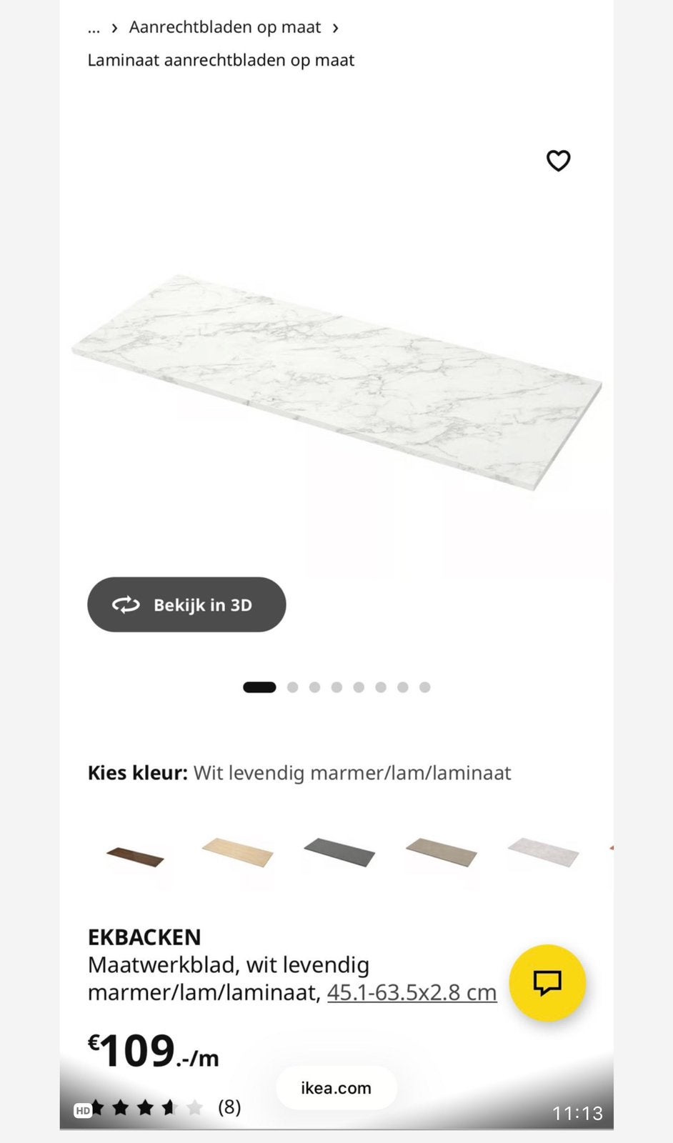 Keuken blad aanrecht blad marmer keuken ikea blad, Ophalen, 100 tot 150 cm, Wit, Zo goed als nieuw