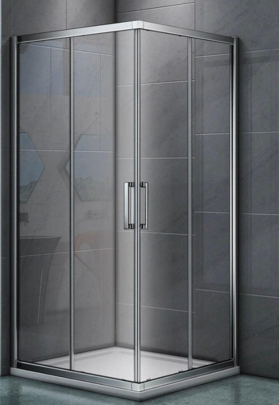 Douchecabine hoekinstap 100x100x200 cm RVS profielen, Ophalen, Nieuw, Glas, Douche